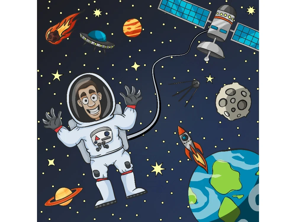 Seytex ÇO029 Seytex Astronot Çocuk Odası Duvar Kağıdı tekstil duvar kağıdı
