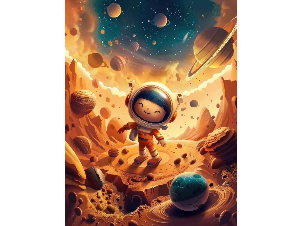 Seytex ÇO034 Seytex Astronot Çocuk Odası Duvar Kağıdı tekstil duvar kağıdı